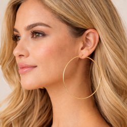 Gro�er Creole-Ohrring, Hoop, mit Klappverschluss, vergoldeter Stahl, 100x2 mm, 2 Stck