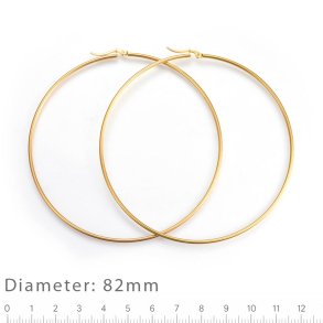 Gro�er Creole-Ohrring, Hoop, mit Klappverschluss, vergoldeter Stahl, 82x2 mm, 2 Stck