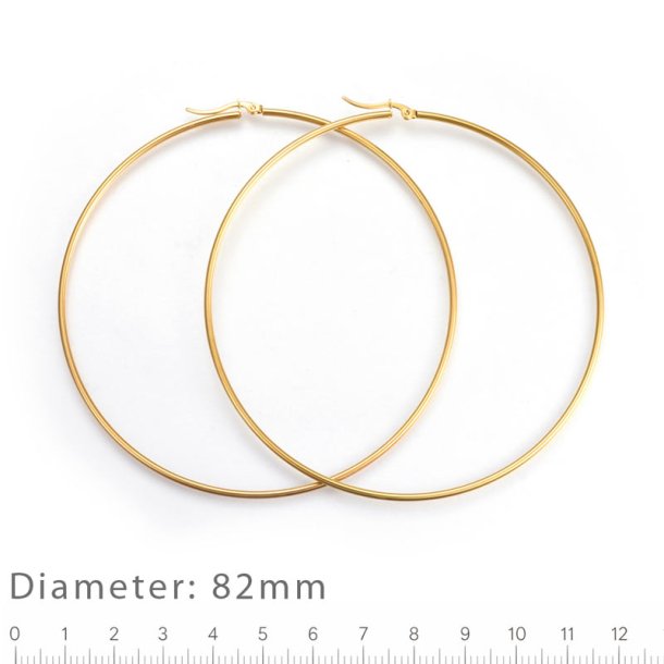 Gro�er Creole-Ohrring, Hoop, mit Klappverschluss, vergoldeter Stahl, 82x2 mm, 2 Stck