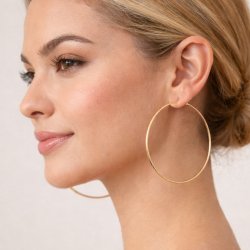 Gro�er Creole-Ohrring, Hoop, mit Klappverschluss, vergoldeter Stahl, 82x2 mm, 2 Stck