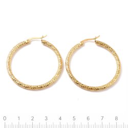 Creole hoop earrings, twisted design, gold-plated steel, 40x3 mm, 2 pcs