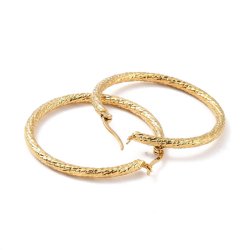 Creole hoop earrings, twisted design, gold-plated steel, 40x3 mm, 2 pcs