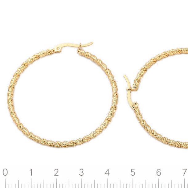 Kreol, hoop, klap-lukning, snoet look, forgyldt st�l, 45x2,5 mm, 2 stk