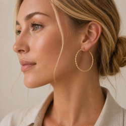 Kreol, hoop, klap-lukning, snoet look, forgyldt st�l, 45x2,5 mm, 2 stk