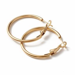 Kreol, hoop, PVD-forgyldt rustfrit st�l, 30x2 mm, stift 0,8 mm, 1 par