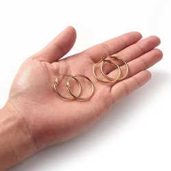 Kreol, hoop, PVD-forgyldt rustfrit st�l, 30x2 mm, stift 0,8 mm, 1 par