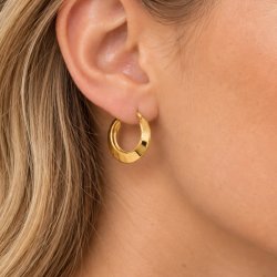 Hoop earrings, gold-coloured, durable stainless steel, 21 mm, 1 pair