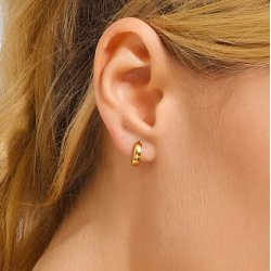 H�ngslet kreol, bred tr�d, forgyldt ST�L, 10x3 mm, 2 stk