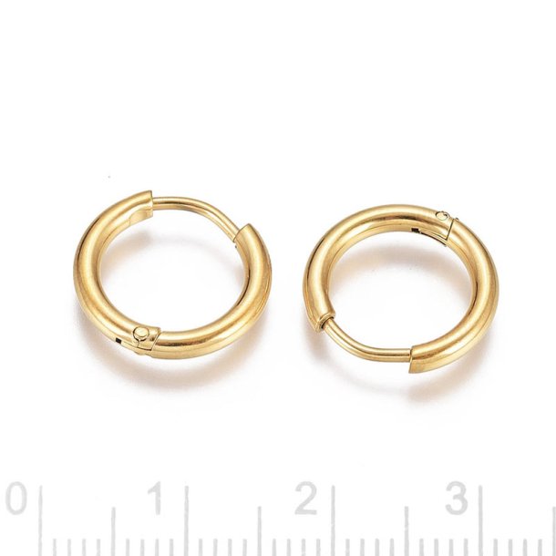 Scharnierkreole, runder Draht, vergoldeter STAHL, 14x2 mm, 2 Stck