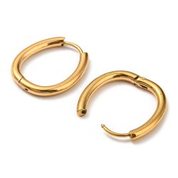 Ovaler Creole-Ohrring, mit Scharnier, runder Draht, vergoldeter Stahl, 22,5x18 mm, 2 Stck