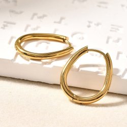 Ovaler Creole-Ohrring, mit Scharnier, runder Draht, vergoldeter Stahl, 22,5x18 mm, 2 Stck