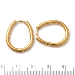 Ovaler Creole-Ohrring, mit Scharnier, runder Draht, vergoldeter Stahl, 22,5x18 mm, 2 Stck