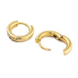 Hinged creole, round wire with CZ, gold-plated STEEL, 13x2.5 mm, 2 pcs
