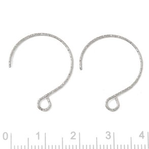 Open hoop with loop, faceted, stainless steel, 20x0.7 mm. 6 pcs.