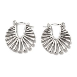 Fan-shaped creole with hinge, stainless steel, 22.5 x 20.5 mm, 2 pcs