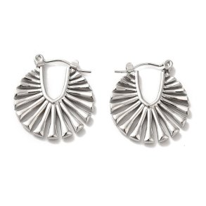 Fan-shaped creole with hinge, stainless steel, 22.5 x 20.5 mm, 2 pcs