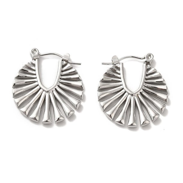 Fan-shaped creole with hinge, stainless steel, 22.5 x 20.5 mm, 2 pcs