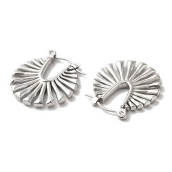 Fan-shaped creole with hinge, stainless steel, 22.5 x 20.5 mm, 2 pcs