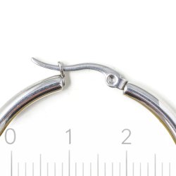 Gro�e Creolen mit Klappverschluss, Edelstahl, ca. 40x3,1 mm, 2 Stk.