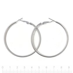 Gro�e Creolen mit Klappverschluss, Edelstahl, ca. 49x2 mm, 2 Stk.