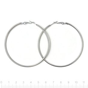 Gro�e Creolen mit Klappverschluss, Edelstahl, ca. 59x2 mm, 2 Stk.