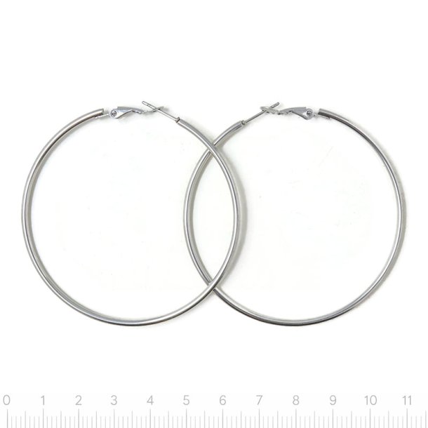 Gro�e Creolen mit Klappverschluss, Edelstahl, ca. 59x2 mm, 2 Stk.