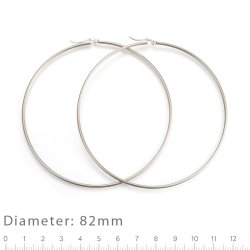 Gro�er Creole-Ohrring, Hoop, mit Klappverschluss, Edelstahl, 82x2 mm, 2 Stck