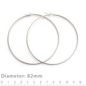 Gro�er Creole-Ohrring, Hoop, mit Klappverschluss, Edelstahl, 82x2 mm, 2 Stck