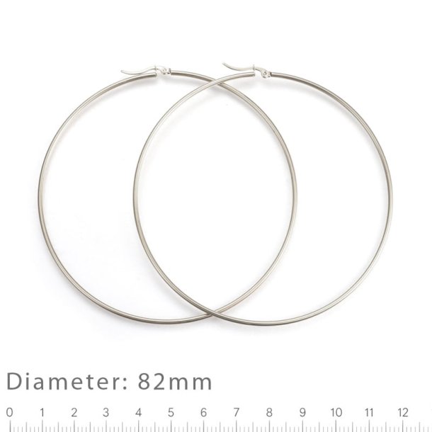 Gro�er Creole-Ohrring, Hoop, mit Klappverschluss, Edelstahl, 82x2 mm, 2 Stck