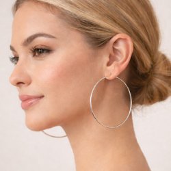 Gro�er Creole-Ohrring, Hoop, mit Klappverschluss, Edelstahl, 82x2 mm, 2 Stck