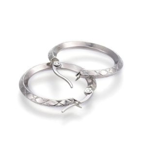 Kreol, hoop, klap-lukning, kantet med krydsm�nster, rustfrit st�l, 27x26x3 mm, 1 par