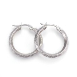 Kreol, hoop, klap-lukning, kantet med krydsm�nster, rustfrit st�l, 27x26x3 mm, 1 par