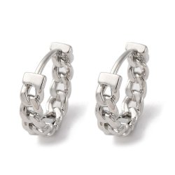Kreol-Ohrring mit Scharnier, Cuban-Link-Kette, Edelstahl, 15�16 mm, 2 Stck