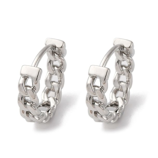 Kreol-Ohrring mit Scharnier, Cuban-Link-Kette, Edelstahl, 15�16 mm, 2 Stck