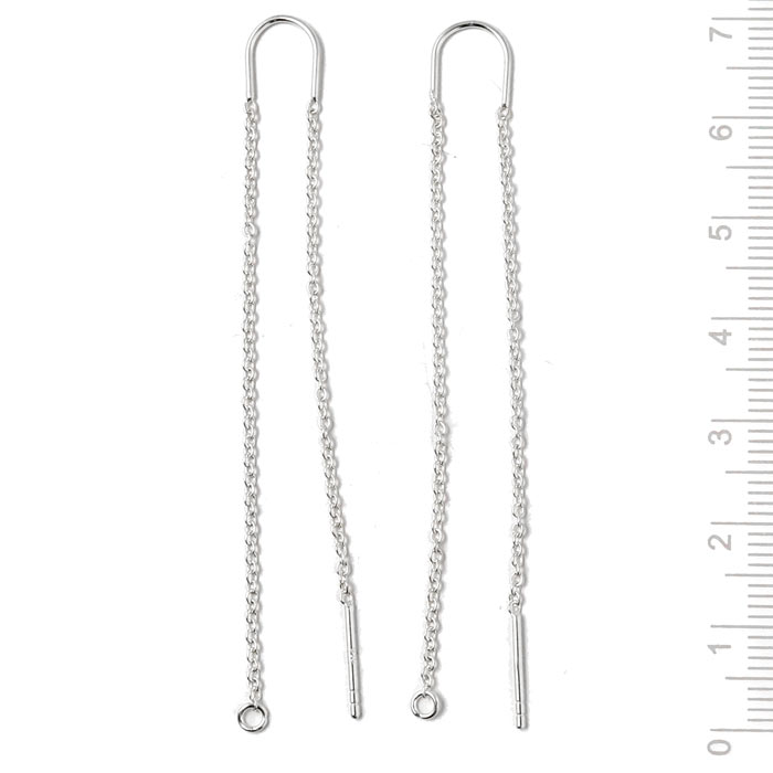 Ohrkette mit Bogen, Stifte und geschlossene Öse, Ankerkette, Silber, Länge 2x60 mm, 2 Stk