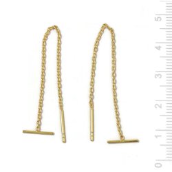 Ohrhaken-Kette mit Kreuzstift an einem Ende, Ankerkette, vergoldetes Silber, L&auml;nge 8 cm, 2 Stck.