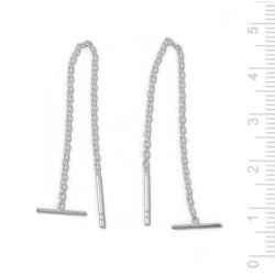 Ohrhaken-Kette mit Kreuzstift an einem Ende, Ankerkette, Silber, L&auml;nge 8 cm, 2 Stck.