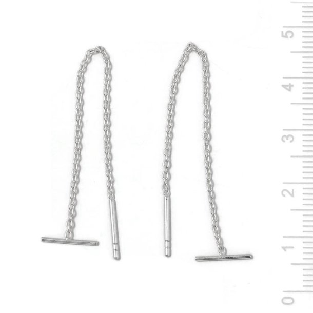 Ear chain with cross pin at one end, anchor chain, silver, length 8 cm. 2 pcs