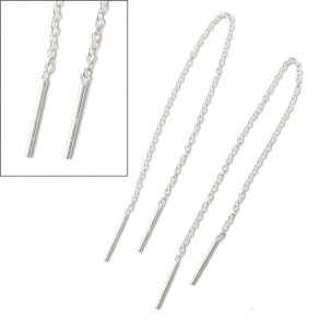 Ohrhaken-Kette, Ankerkette, Silber, mit Stiften, Länge 10 cm, 2 Stk.