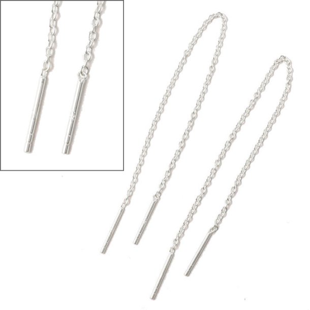 Earthreads, long, with pegs on both ends, Cable chain, silver, length 10cm, 2pcs