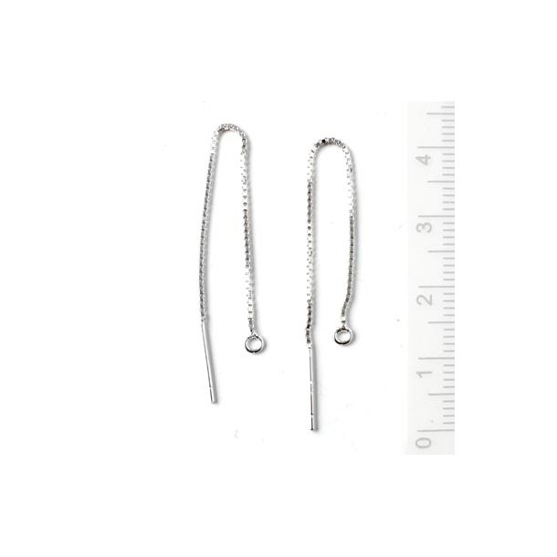 Earthreads, box-chain with peg and open loop, silver, length 10 cm, 2pcs
