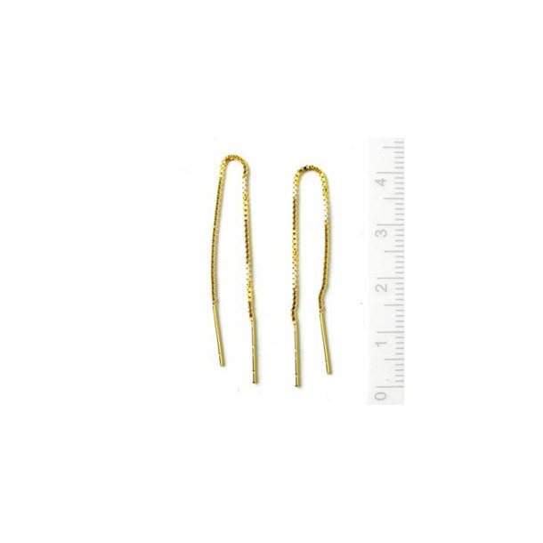 Earthreads with pegs on both ends, box-chain, gold-plated silver, 10cm, 2pcs