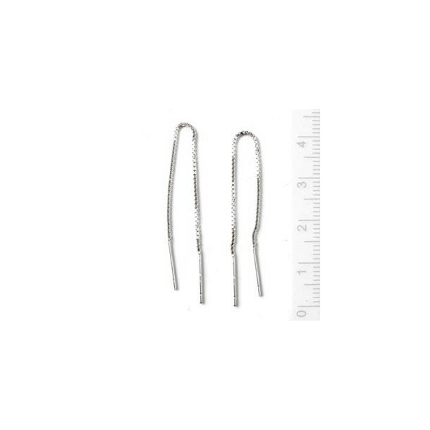 Earthreads with pegs on both ends, box-chain, silver, length 8cm, 2pcs