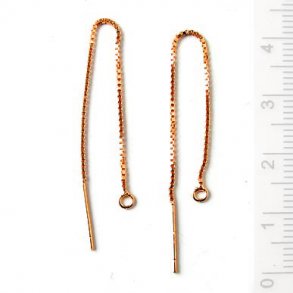 Earthreads with peg and open loop, rose gold plated silver, length 12 cm, 2pcs