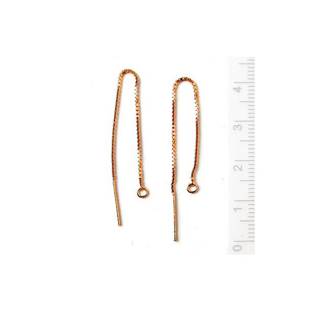Earthreads with peg and open loop, rose gold plated silver, length 12 cm, 2pcs