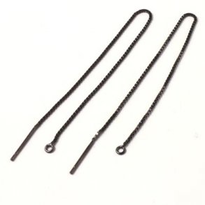 Ohrhaken-Kette, schwarzes Silber, mit Stift und Öse, 8 cm, 2 Stk