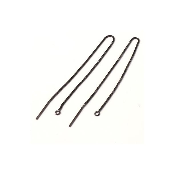 Ohrhaken-Kette, schwarzes Silber, mit Stift und se, 8 cm, 2 Stk