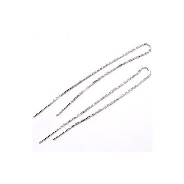 Earthreads with pegs on both ends, box-chain, silver, length 14cm, 2pcs