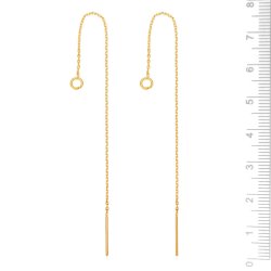 Ohrkette mit �se, schmale Facettenkette, 18K vergoldetes Messing, 105 mm, 2 Stck