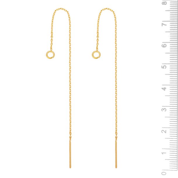 Ohrkette mit �se, schmale Facettenkette, 18K vergoldetes Messing, 105 mm, 2 Stck